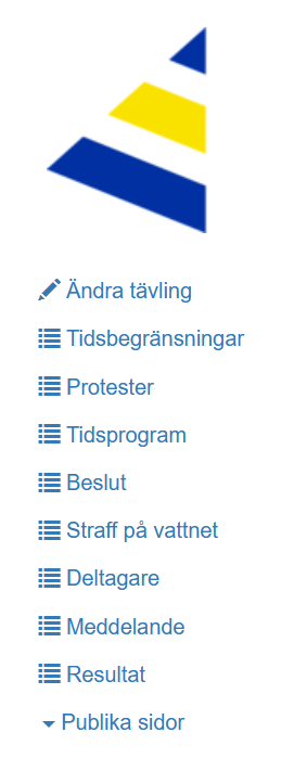 Vänsterpanel med &ldquo;Ändra tävling&rdquo;