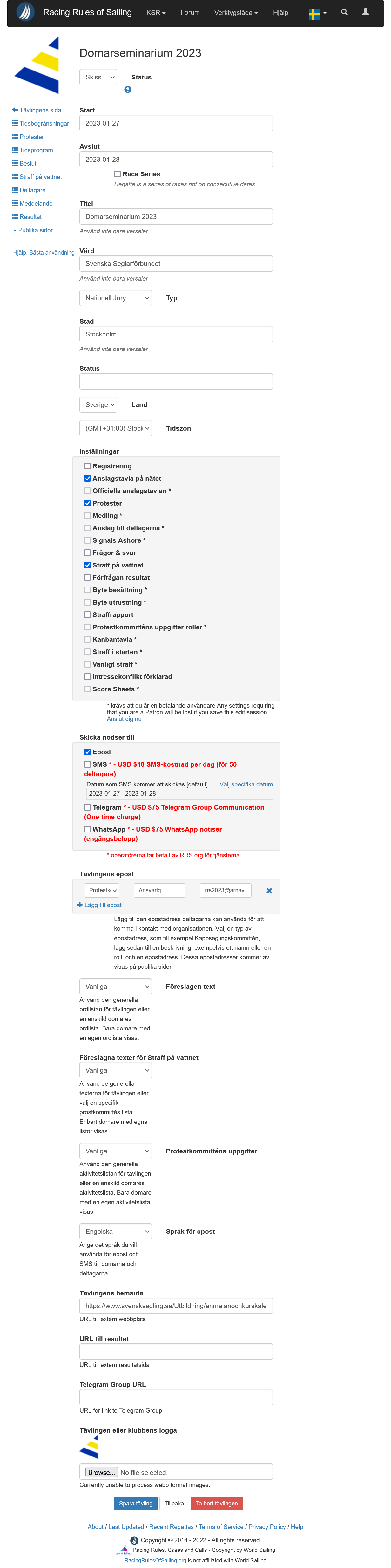 Ändra tävling&quot;